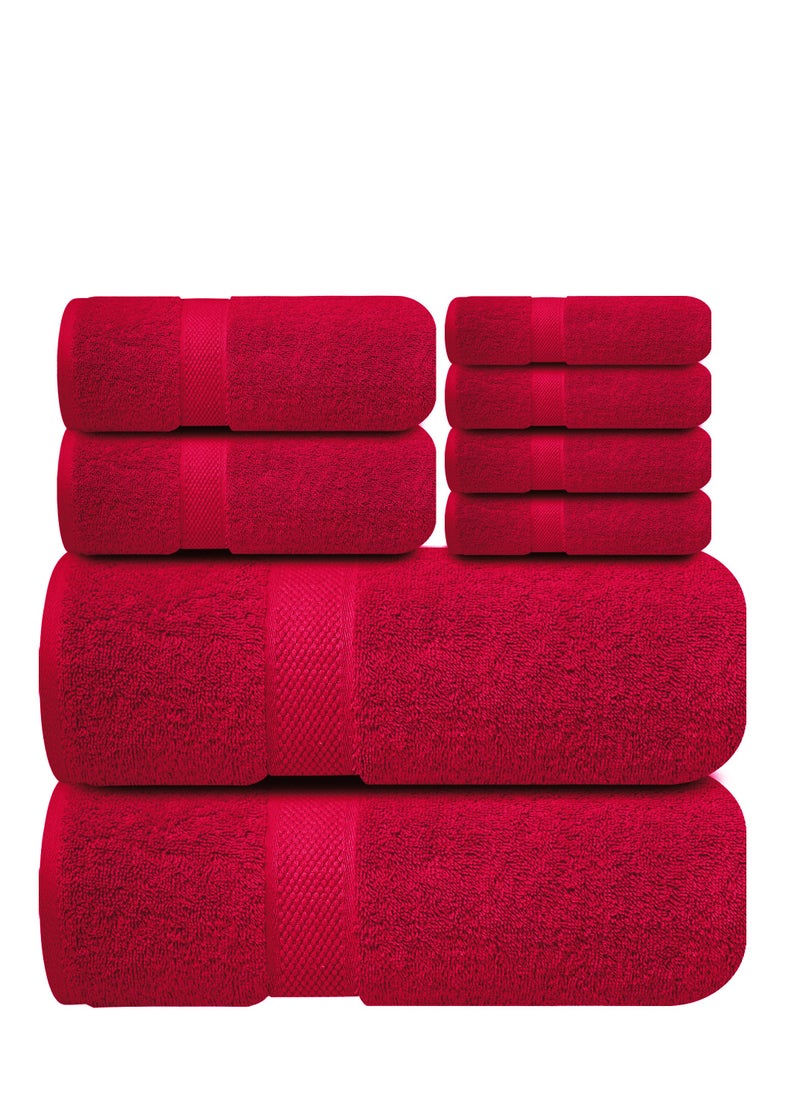 Infinitee Xclusives Premium Burgundy Bath Towels Set - [Pack of 8] 100% Cotton Highly Absorbent 2 Bath Towels, 2 Hand Towels and 4 Washcloths - Luxury Hotel & Spa Quality Bath Towels for Bathroom by Infinitee Xclusives  - Image 1