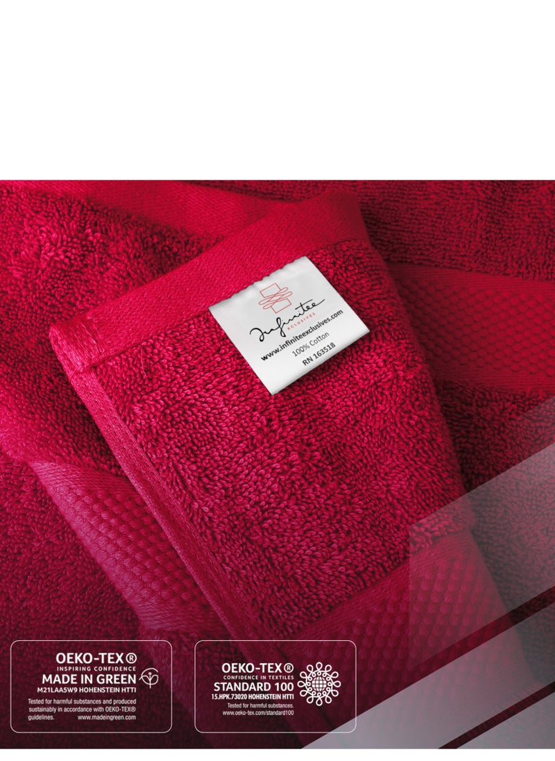 Infinitee Xclusives Premium Burgundy Bath Towels Set - [Pack of 8] 100% Cotton Highly Absorbent 2 Bath Towels, 2 Hand Towels and 4 Washcloths - Luxury Hotel & Spa Quality Bath Towels for Bathroom by Infinitee Xclusives  - Image 5