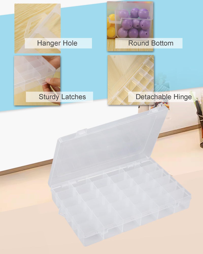 Facikono 6 Pack 36 Grids Bead Organizer Tackle Box Organizers Plastic Organizer Box with Dividers Craft Storage Containers for Beads, Jewelry Clear Boxes Organizers - Image 5