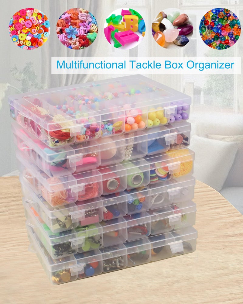 Facikono 6 Pack 36 Grids Bead Organizer Tackle Box Organizers Plastic Organizer Box with Dividers Craft Storage Containers for Beads, Jewelry Clear Boxes Organizers - Image 3