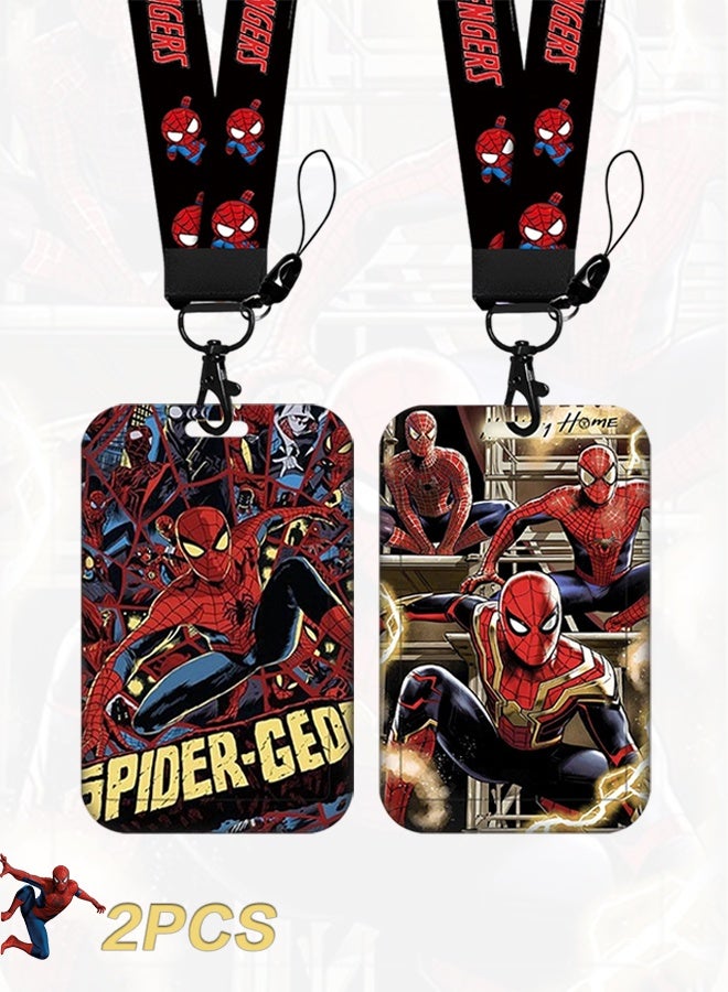 أورجنيزر حامل بطاقة هوية لطيف من قطعتين، حامل كمبيوتر على شكل سبايدر مان، قلادة بطاقة حافلة الطالب، سلسلة مفاتيح، غلاف صلب، أكمام واقية للصور - Image 1