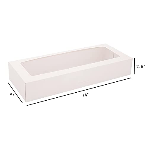 RIFMEAE 24-Pack 14" x 6" x 2.5" Cookie Boxes, Bakery Boxes with Window, Strawberry Boxes, Auto-Popup Treat Boxes for Strawberries, Cookies - Image 3