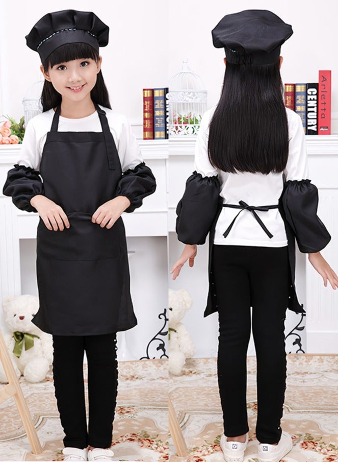 DURKU Girls Kid Apron and Chef Hat Gift Set for Cooking Baking –  Little Chef Apron - Kids Baking Set for Girls - Kids Cooking Apron - Cute Child Apron black XL  - Image 2