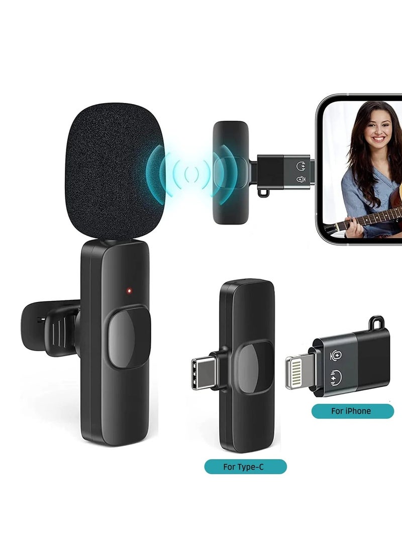 K8 Wireless Microphone, Digital Mini Portable Recording Clip Mic with Receiver for All  iPhone Type-C and Mobile Phones Camera Laptop for Vlogging YouTube Online Class, Zoom Call - Image 1