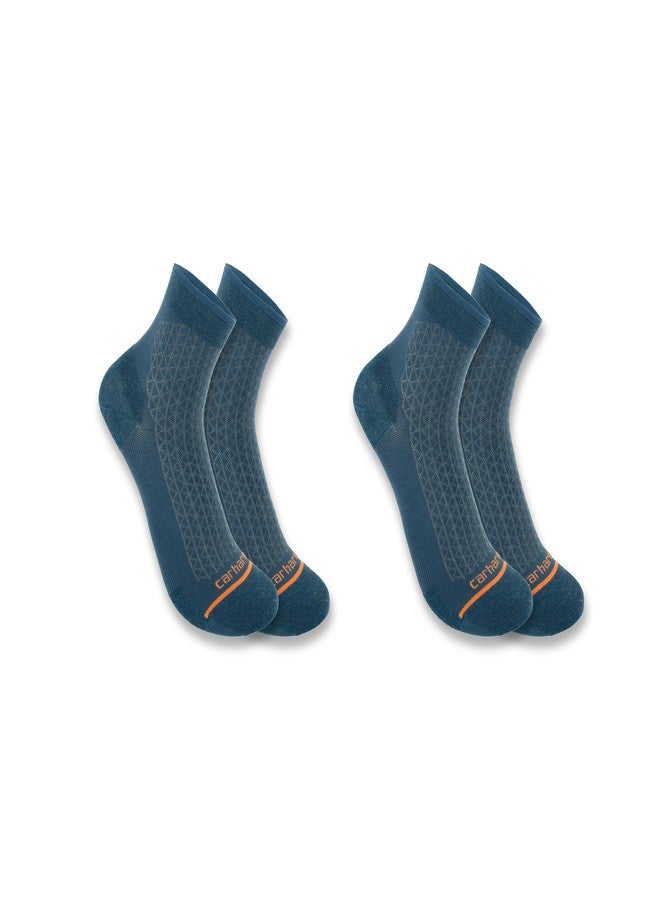 Carhartt Men's Lightweight Durable Quarter Sock 2 Pack, Storm Blue, Medium - Image 1
