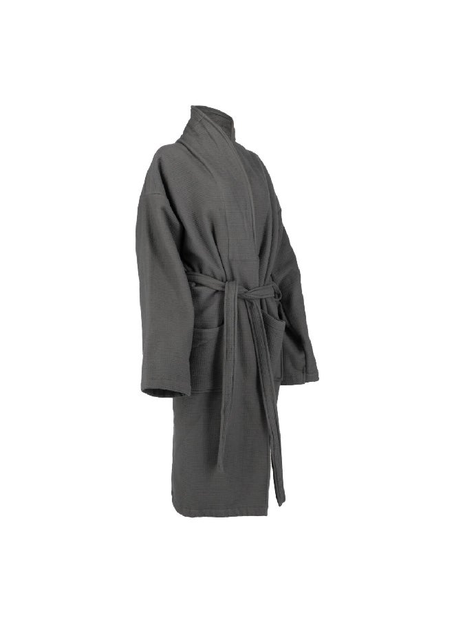 REVE - Highly Absorbent Waffle Terry Bath Robe Grey XL - Image 1