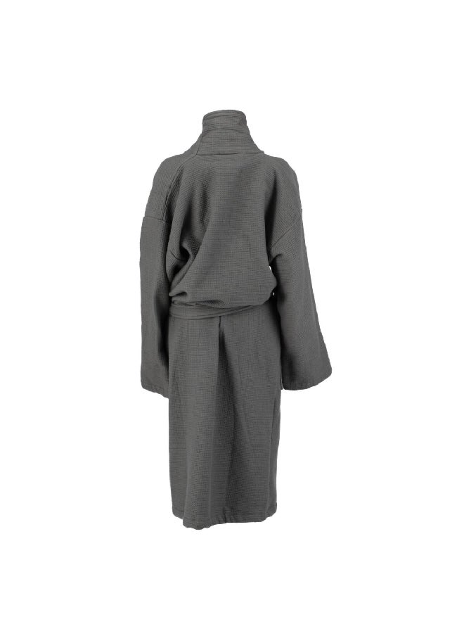REVE - Highly Absorbent Waffle Terry Bath Robe Grey XL - Image 1