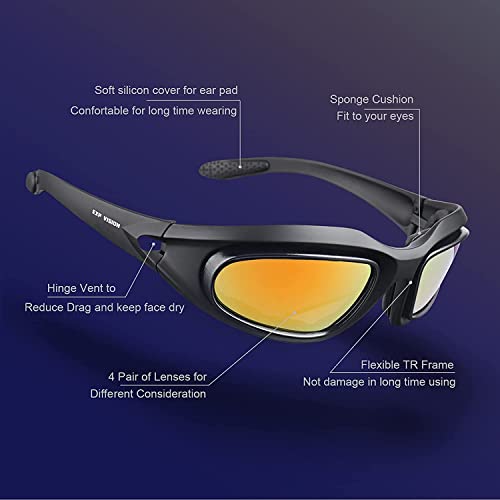 Linist Polarized Motorcycle Riding Goggles, Windproof Cycling Glasses UV400 Outdoor Sports Sunglasses Interchangeable Lenes for Running, Driving, Mountain Bike, Hiking - Image 3