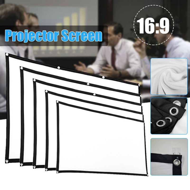 Foldable No Crease Soft Projector Screen Holes Hanging Portable Home Movie Meeting Screen (120inch 16:9) - Image 3