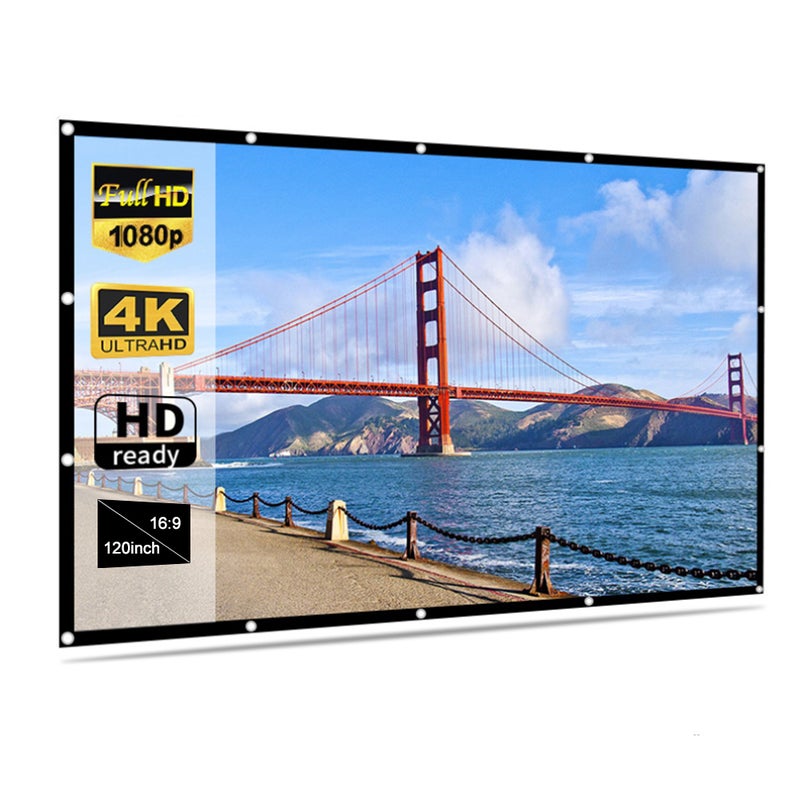 Foldable No Crease Soft Projector Screen Holes Hanging Portable Home Movie Meeting Screen (120inch 16:9) - Image 1