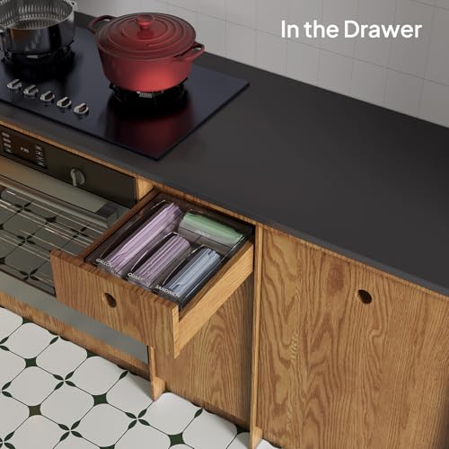 Aquiver Acrylic Bags Storage Organizer - Baggie Bags Drawer Organizer & Plastic Food Storage Bags Holder - Compatible with Gallon, Quart, Sandwich, Snap, Freezer, Slider Bags (Clear) - Image 5