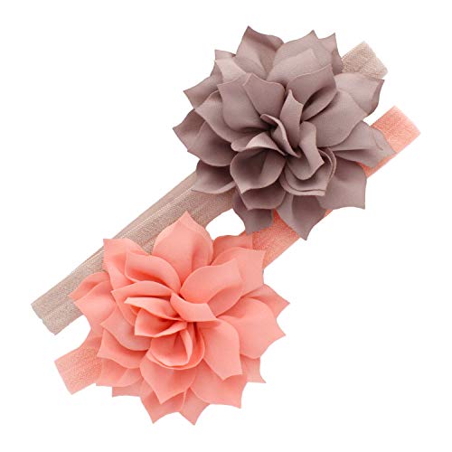 My Lello Baby Petal Flower Headbands Mixed Colors 2-Pack (Taupe/Petal Peach) - Image 1