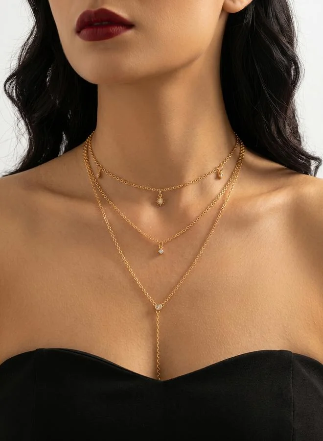 تايك تو Geometric Pendant Layered Necklace