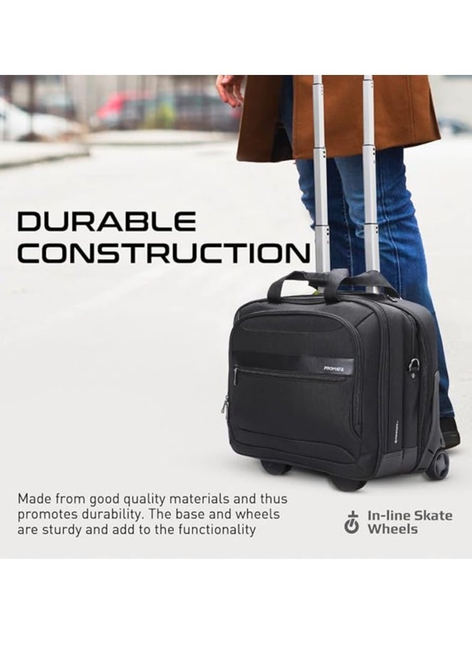 PROMATE - Promate (Persona-TR) - Versatile 16" Laptop Rolling Luggage with Multiple Large Pockets, Padded, Water Resistant, Large Storage Space, Durable Wheels in Lightweight Design - Image 1