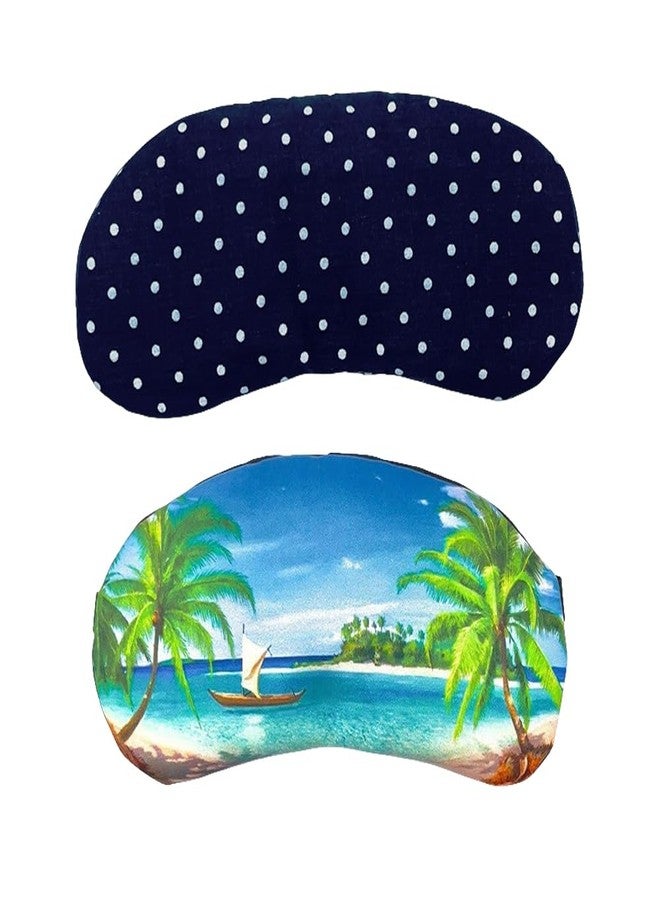 Samtrish Blue Dotted + Beach Theme Cooling Gel Eye Mask with Earplugs + Hot & Cold Gel Therapy Mask Combo for Sleep, Relaxation & Travel - Image 1