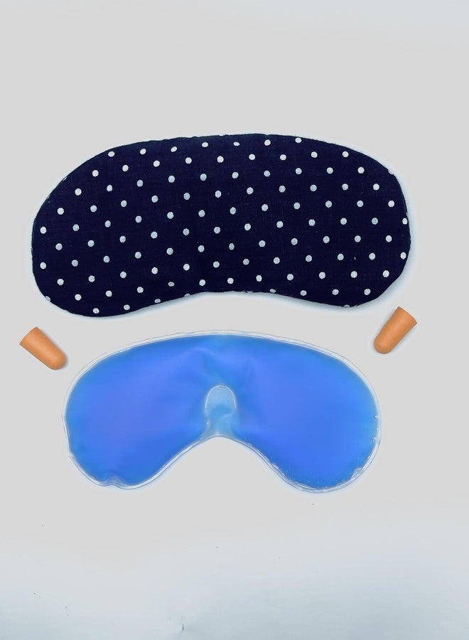 Samtrish Blue Dotted + Beach Theme Cooling Gel Eye Mask with Earplugs + Hot & Cold Gel Therapy Mask Combo for Sleep, Relaxation & Travel - Image 2