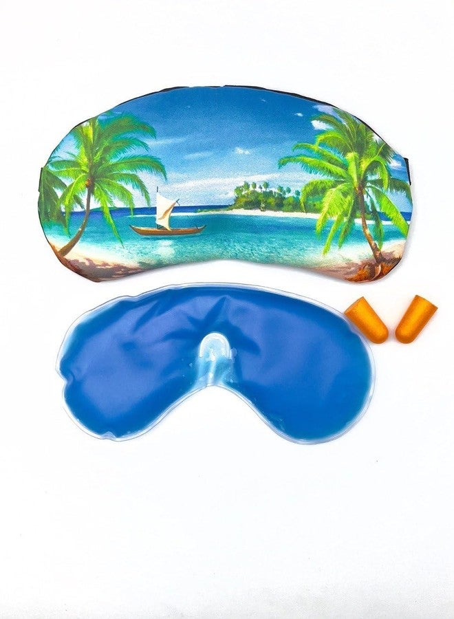 Samtrish Blue Dotted + Beach Theme Cooling Gel Eye Mask with Earplugs + Hot & Cold Gel Therapy Mask Combo for Sleep, Relaxation & Travel - Image 5