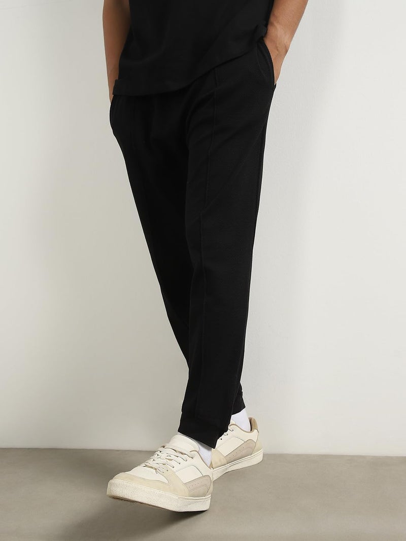 NOBERO Men Cotton Blend Solid Moses Black Oversized T-Shirt & Joggers Co Ord Set(1M-Lwcs-R0079-Bl5_Black_Xl) - Image 3