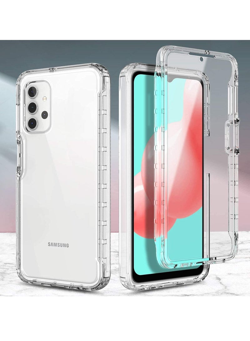 واي آند دي جراب لهاتف Samsung Galaxy A32 5G مع واقي شاشة مدمج واقٍ لكامل الجسم ومقاوم للصدمات وغطاء ممتص ومتين للهاتف بريق شفاف - Image 4