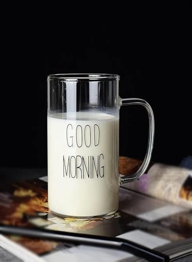 Spaceshoop Generic Premium Tempered Glass Mug with Handle for Hot & Cold Drinks, 450ml