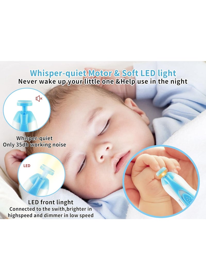 Meetion مقص أظافر كهربائي للأطفال بدون شفرات حادة تؤذي، مجموعة أدوات قص الأظافر، 6 في 1 قاطع آمن لمقص الأظافر للأصابع وأصابع القدمين باللون الأزرق - Image 4