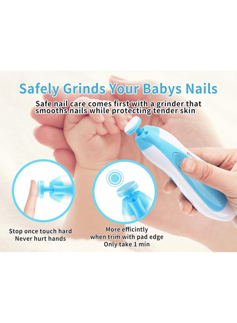 Meetion مقص أظافر كهربائي للأطفال بدون شفرات حادة تؤذي، مجموعة أدوات قص الأظافر، 6 في 1 قاطع آمن لمقص الأظافر للأصابع وأصابع القدمين باللون الأزرق - Image 5