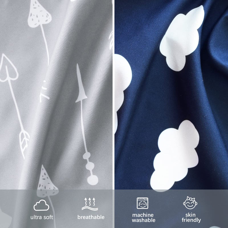 Biloban 4-Pack Fitted Mini Crib Sheets for Boys and Girls - Breathable, Soft Microfiber Baby Sheets in Grey, Navy and White - Image 5