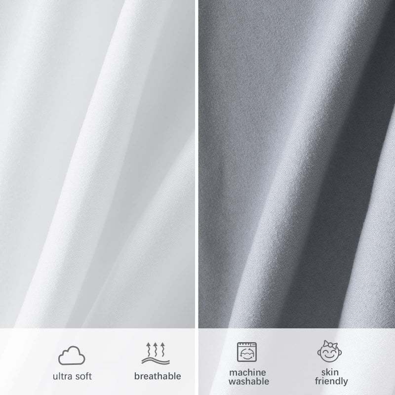Biloban 4-Pack Fitted Mini Crib Sheets for Boys and Girls - Breathable, Soft Microfiber Baby Sheets in Grey, Navy and White - Image 4