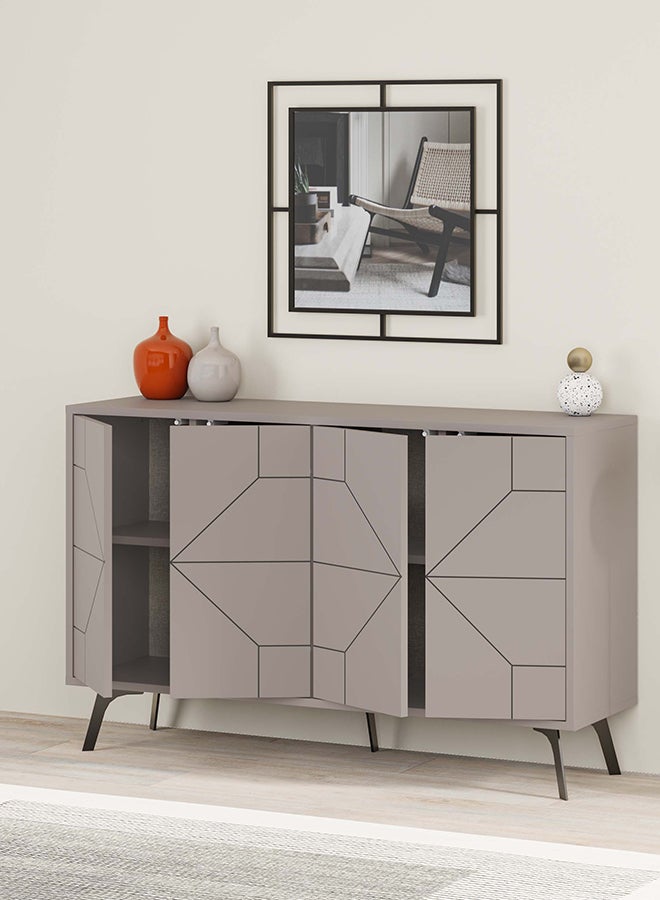 Mourah Home Dune Console  Modern Sideboard With 4 Doors  Storage Cabinet For Living Room Lounge Dining Room Kitchen Hallway  35X77.4X123 Cm Light Mocha  - Image 3