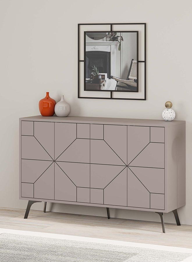 Mourah Home Dune Console  Modern Sideboard With 4 Doors  Storage Cabinet For Living Room Lounge Dining Room Kitchen Hallway  35X77.4X123 Cm Light Mocha  - Image 2
