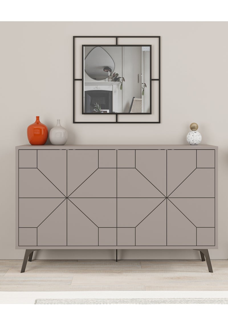 Mourah Home Dune Console  Modern Sideboard With 4 Doors  Storage Cabinet For Living Room Lounge Dining Room Kitchen Hallway  35X77.4X123 Cm Light Mocha  - Image 1