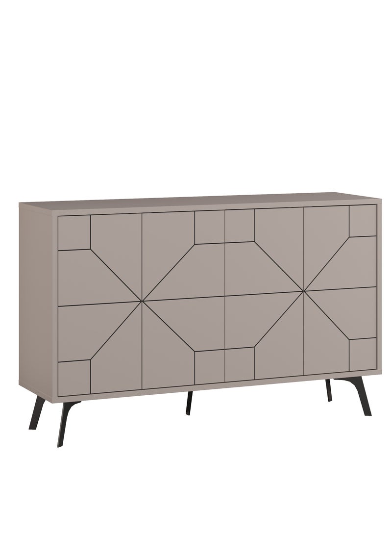 Mourah Home Dune Console  Modern Sideboard With 4 Doors  Storage Cabinet For Living Room Lounge Dining Room Kitchen Hallway  35X77.4X123 Cm Light Mocha  - Image 4