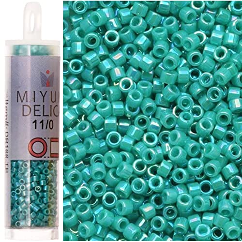 Miyuki Delica Seed Beads 11/0 Opaque Turquoise AB DB166 7.2 Grams - Image 1