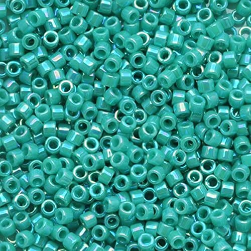 Miyuki Delica Seed Beads 11/0 Opaque Turquoise AB DB166 7.2 Grams - Image 2