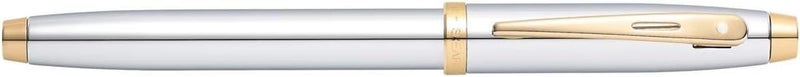 SHEAFFER قلم حبر سائل شيفر 100 كروم مع تفاصيل باللون الذهبي ولقمة متوسطة - Image 3