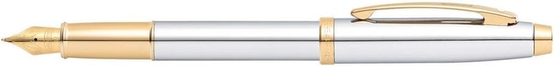 SHEAFFER قلم حبر سائل شيفر 100 كروم مع تفاصيل باللون الذهبي ولقمة متوسطة - Image 2