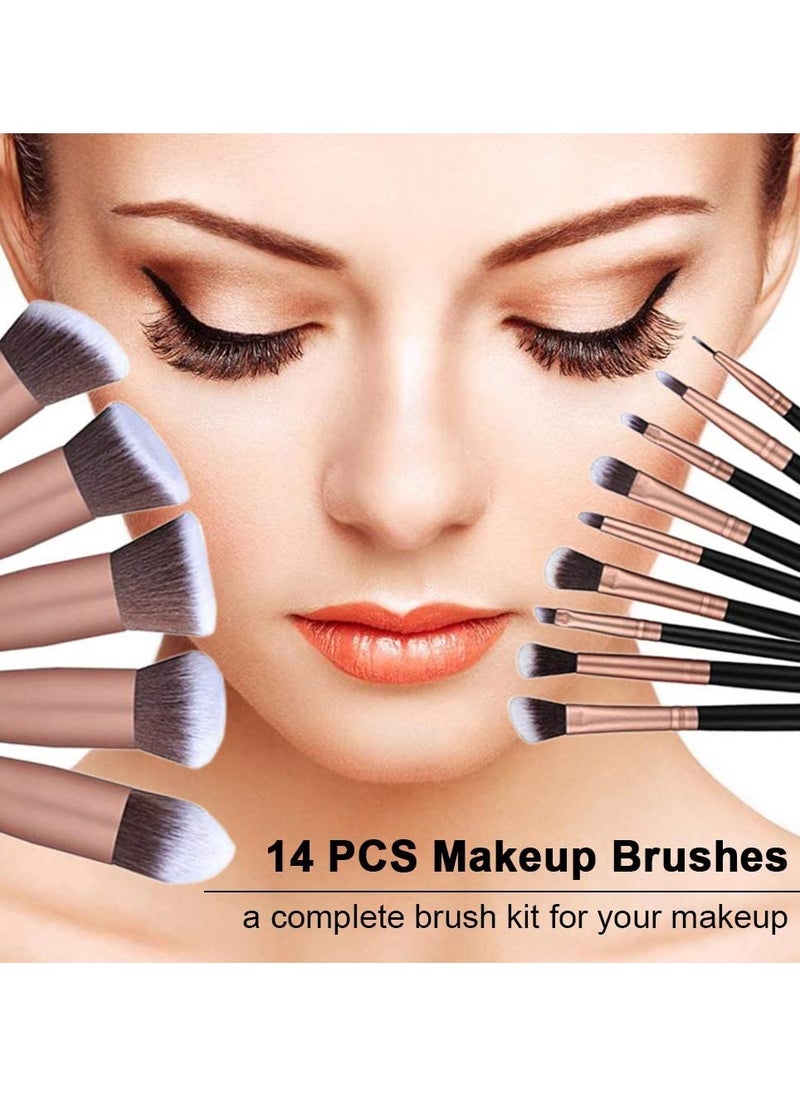 ORiTi 14-Piece Makeup Brush Kit for Foundation Powder Eyeshadow Blush  - Image 3