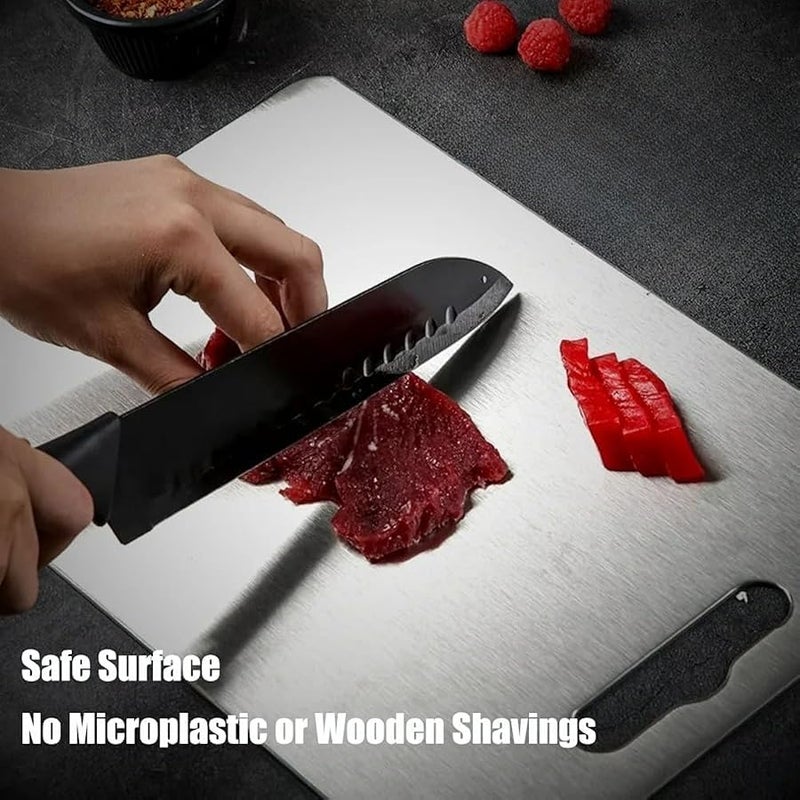 Zaucet Titanium Cutting Board - 2026 New Upgrade 100% Pure Titanium Cutting Boards for Kitchen Double Sided Non Toxic Titanware Cutting Board,Hygiene Durable Dishwasher Safe Chopping Board (12L x 9W) - Image 3
