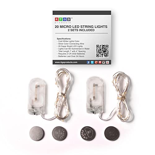 RTGS 2 Sets 20 LEDs Cold White Color String Lights Silver Wire Indoor and Outdoor 6.5 Feet Firefly Starry Fairy Lights Battery Powered for DIY, Christmas, Holidays, Party, Bedroom and Centerpieces - Image 2