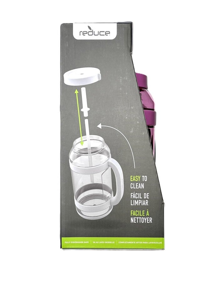 Reduce WaterDay, Spill-Proof Silicone Straws, 80oz Capacity, 2-pack (Pink & Grey) - Image 5