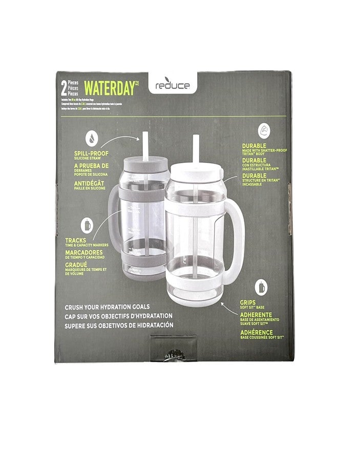 Reduce WaterDay, Spill-Proof Silicone Straws, 80oz Capacity, 2-pack (Pink & Grey) - Image 4