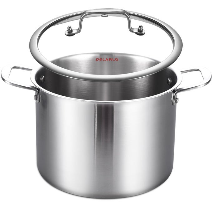 TRIPLY STAINLESS STEEL 20QT STOCK POT COMPATIBLE WITH ALL STOVES UP TO 600 1810 INDUCTION BIG COOKING POT WITH LID FAST EVEN HEATING DURABLE LARGE SOUP POT