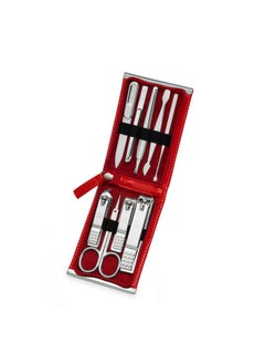 Three Seven (777) K-Beauty! World No. 1, Three Seven 777 Travel Manicure Pedicure Grooming Kit Set - Nail Clipper (Total 9 Pcs, Model: TS-970RC).. Made in Korea, Since 1975. (Red Case & Silver)  - Image 1
