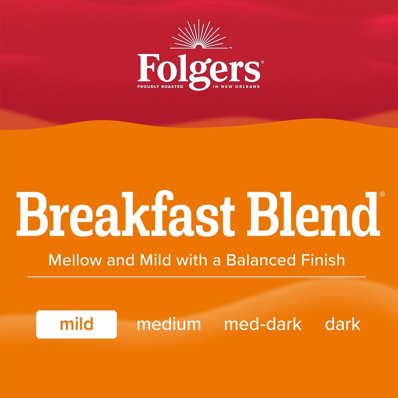 Folgers قهوة فولجرز بليند الإفطار المطحونة، قهوة ناعمة وخفيفة، علبة 22.6 أونصة - Image 3