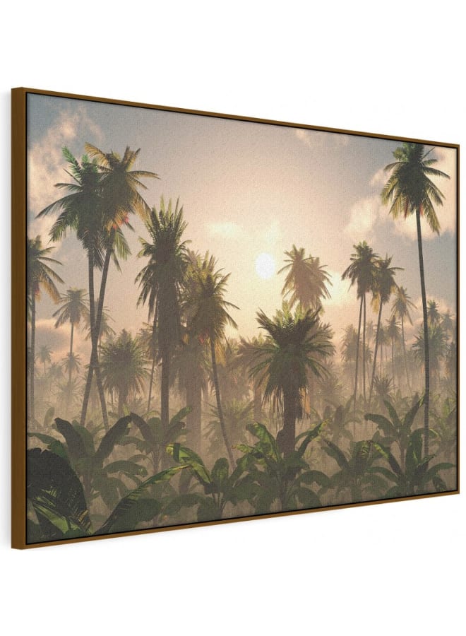 هوم جاليري لوحة فنية جدارية مطبوعة على قماش لأشجار نخيل مورقة على قاعدة سوداء، مقاس 120×80 - Image 5