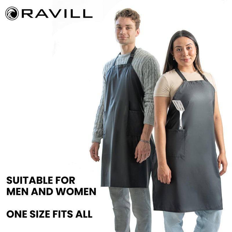 Ravill Waterproof Apron For Men and Women - 2 Pockets - Black - 35" Multi Purpose Work Aprons for Dishwashing, Dog Grooming, Cleaning - Heavy Duty Plastic Dishwasher Apron - Water Resistant Kitchen Apron - Image 4