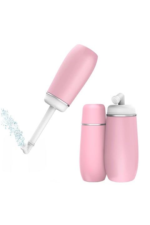 Portable Bidet Travel Shattaf- Friendly Handheld Personal - Peri Bottle with 400ml Capacity, Convenient & Leakproof Design for Personal Hygiene Cleaning, Portable Bidet for Women and Men (Pink)