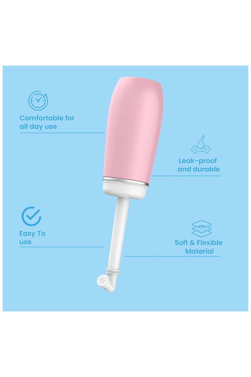 Portable Bidet Travel Shattaf- Friendly Handheld Personal - Peri Bottle with 400ml Capacity, Convenient & Leakproof Design for Personal Hygiene Cleaning, Portable Bidet for Women and Men (Pink) - Image 3