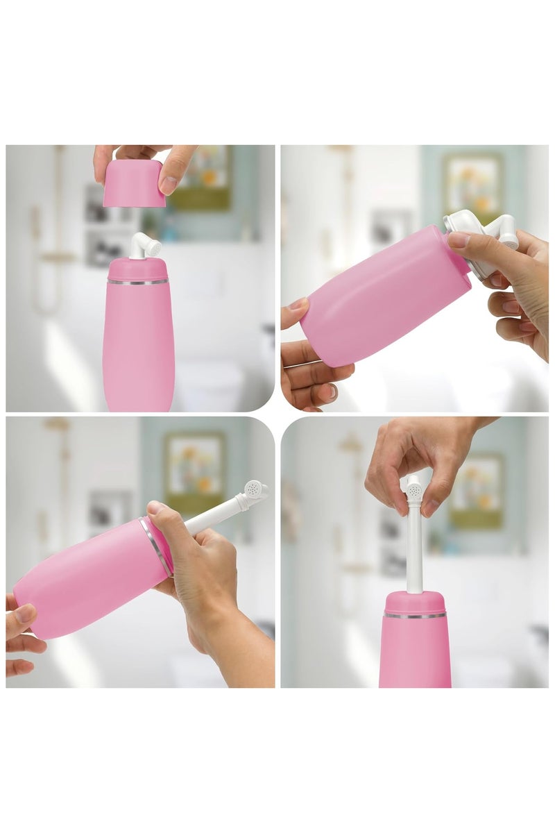 Portable Bidet Travel Shattaf- Friendly Handheld Personal - Peri Bottle with 400ml Capacity, Convenient & Leakproof Design for Personal Hygiene Cleaning, Portable Bidet for Women and Men (Pink) - Image 4