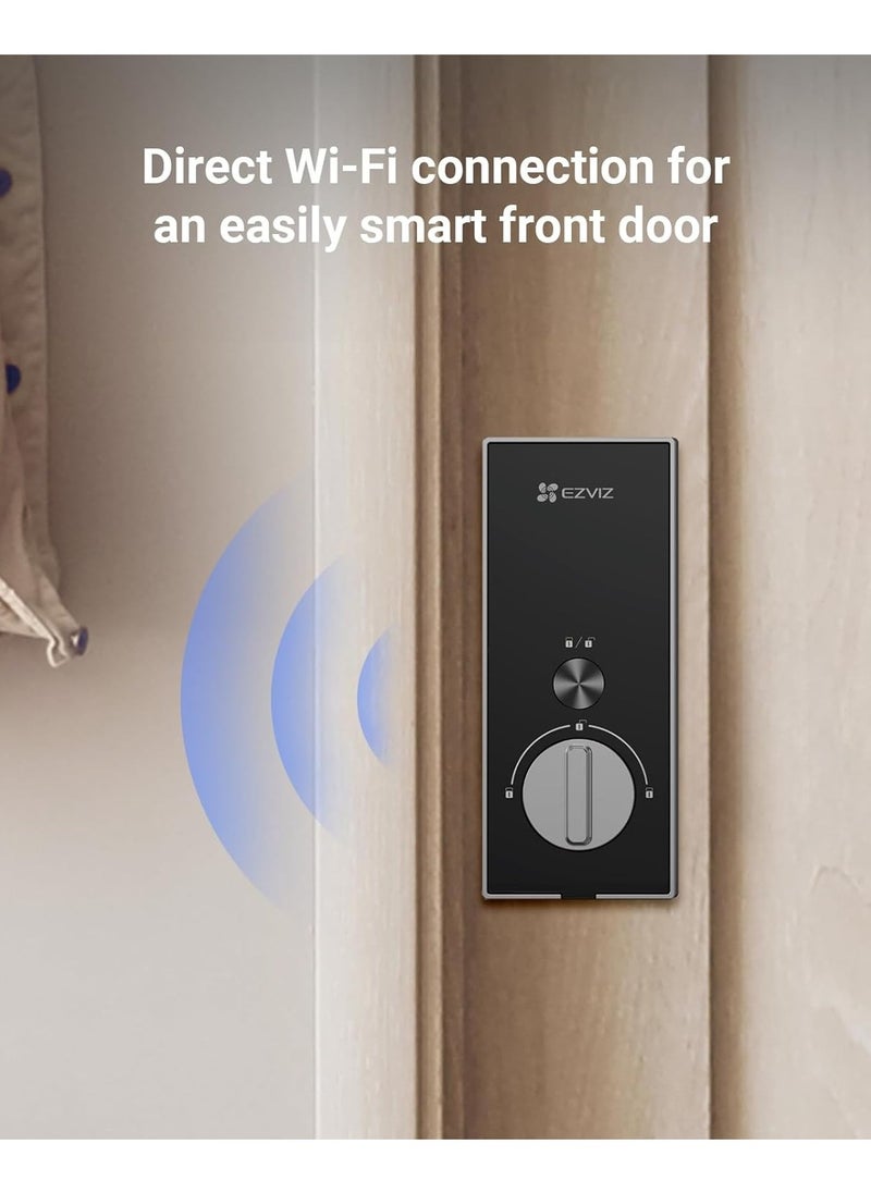 EZVIZ DL04 Pro Smart Deadbolt Lock - Keyless Entry, Fingerprint & Passcode Unlocking, Bluetooth (Up to 50 Devices), 2.4GHz Wi-Fi, Remote Unlock via EZVIZ App, Auto Locking, Low Battery & Anti-Tamper Alerts, Privacy Mode, Temporary Passcode, Proximity Card Access, Supports -25°C to 70°C, 4 AA Batteries, Includes Front & Rear Panels, Proximity Cards, and Lock Cylinder Kit, CE Certified  - Image 5